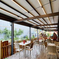 Pergola rétractable à commande à distance, en aluminium et PVC, résistante au vent et aux UV, pour patio, jardin, balcon, terrasse, villa, hôtel