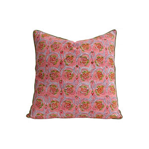 Best Selling Products <b>Round</b> <b>Cushion</b> Crafted With Care Hand Block Printed Cotton Piping <b>Cushion</b> Cover Pillow Cover - Product Image 5