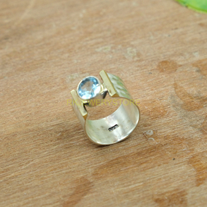 แหวนบลูโทแพซเงินแท้ 925 |   แหวนทองเหลืองประดับพลอยสีน้ำเงิน |   เครื่องประดับอัญมณี |   ของขวัญคริสต์มาสสำหรับเธอ | - Product Image 3