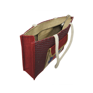 Bolso de mano de alta calidad para mujer, yute Premium con estampado de moda, correas de algodón, asa acolchada, excelente producto en Affordab - Product Image 3