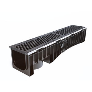 Technodrain Excellence Italienne Neomax 150 HDPE Canal de drainage extérieur moderne TCNM150HC10GS C250 Fente de 10 mm Galvanisé Noir - Product Image 1