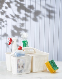 AFOSSA PP Eco-friendly Modern Divided Cleaning Organizer Caddy <b>Handle</b> for Household Supplies Sturdy Multi-Section Storage <b>Basket</b> - Product Image 3
