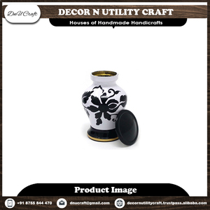 Blue Metal Cremation <b>Urn</b> with Tree Design for Adult Ashes Storage - Product Image 3