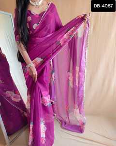 Ropa étnica india Heavy Georgette Saree con patrón de diseñador Blusa Piezas para mujeres Sari Colecciones Wedding Festival Wear - Product Image 4