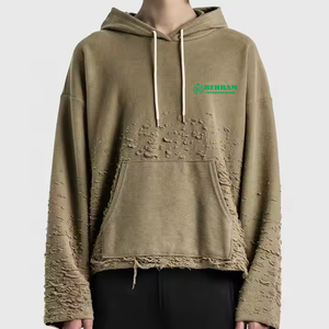 Sweat-shirt à capuche personnalisé en molleton 100 % coton 600 GSM, coupe classique, effet vieilli, respirant et à séchage rapide - Product Image 3