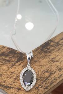 Black Zircon Marquise Cut Pendant Necklace With Zircon In 925 Sterling Silver Elegant Jewelry For Women <b>Gift</b> For Her - Product Image 5