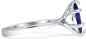 Anillo de Compromiso de Plata de Ley 925 con Zafiro Solitario en Forma de Marquesa, Estilo Vintage - Product Image 3