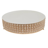 Glamouröser Kristallperlen-Besetzter Goldener Metall-Kuchenständer |   Umweltfreundliche Hitzebeständige Handgefertigte Dekorative Verspiegelte Dessert-Präsentationsplatte M.R.