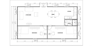 Vista Bode – Casa Contenedor Expandible de 40' |   2 Dormitorios |   Baño completo, cocina, sala de estar |   Casa Modular Pequeña 775 SF - Product Image 2