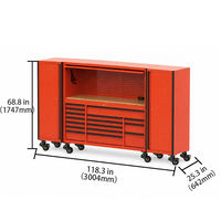 Armoire à outils mobile robuste JZD avec casiers latéraux intégrés, chariot d'atelier professionnel, boîte à outils pour le marché européen, en acier galvanisé
