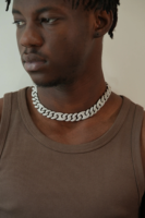 Chaîne cubaine hip-hop 15 mm type « nez de cochon » - Or blanc 18 carats avec diamants de laboratoire ronds taille brillant couleur D, unisexe, certifiés IGI