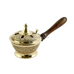 ทองเหลือง Kapoor Dani Aroma Oil Burner Aroma Camphor Burner Gold จากอินเดีย FALAK WORLD ส่งออก