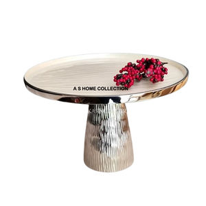 Forme ovale en acier inoxydable couleur dorée décoratif fleur en laiton design élégant décoration d'anniversaire support à gâteau - Product Image 6