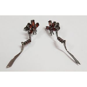Boucles d'oreilles vintage pour femme en argent sterling 925 avec pierres Shah, grenat et opale naturels, design goutte en or rose taille poire - Product Image 1