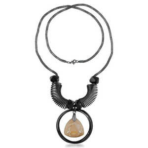 Urthn Trendy Déclaration Collier 1108819 Noir Oxydé Marron Pierre Chaînes En Acier Inoxydable Or Diamant Pendentif En Forme De Coeur - Product Image 1