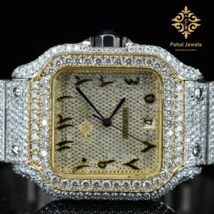 Montre de luxe pour homme avec bracelet en or blanc, qualité supérieure, diamant moissanite, style hip-hop, prix raisonnable pour offrir en cadeau en Inde - Product Image 5