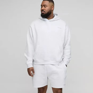 Chándales cortos personalizados de talla grande con capucha para hombre, ropa informal, chándal transpirable y cómodo para hombre - Product Image 1