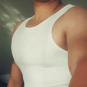 Débardeur de sport en coton pour homme, débardeur de musculation côtelé, débardeur de fitness extensible - Product Image 4