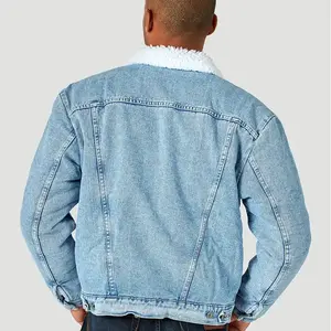 Chaqueta vaquera desgastada vintage personalizada para hombre, abrigo vaquero de retales lavado ácido con logotipo bordado, chaquetas de calle - Product Image 2