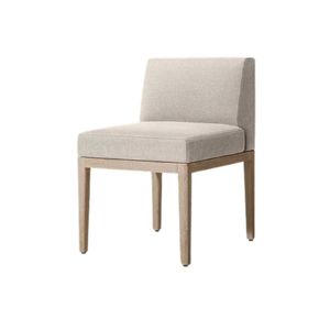 Chaise de salle à manger d'extérieur contemporaine en teck avec assise rembourrée et pieds coniques pour jardin et terrasse - Product Image 6