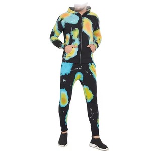 Conjunto de chándal con tinte de corbata para hombre Sudadera con capucha y Joggers Traje de dos piezas Ropa de calle informal Ropa deportiva en colores amarillo azul y negro - Product Image 6