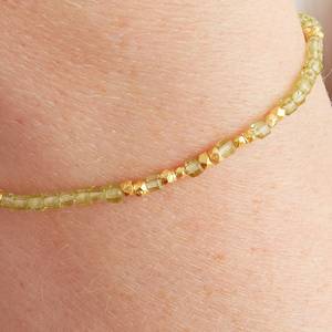 Joyería fina, superventas, pulsera personalizada de peridoto verde y cuentas de oro, pulsera de plata de ley 925, regalo, joyería fina hecha a mano - Product Image 2