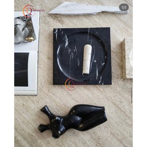Cenicero para fumar de mármol puro de lujo, superventas, bandeja de almacenamiento de óxido de mesa brillante negra, hogar y restaurante a buen precio - Product Image 1