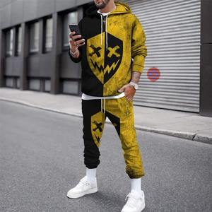 Ensemble à capuche nouveau design, pantalon de sport décontracté de jogging ensemble deux pièces, vêtements pour hommes en coton hip-hop automne et hiver - Product Image 2