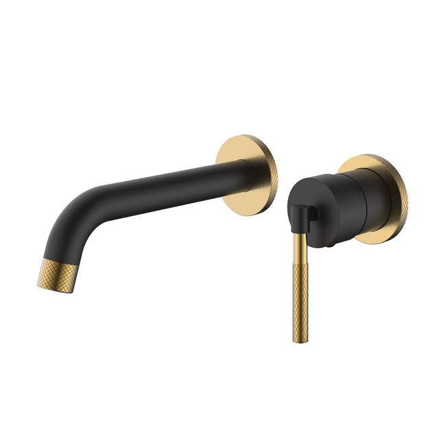 Modern Design Black Gold Brass Bathroom Faucet Wall Mounted Bathroom Basin Faucet Mixer Concealed Faucet for Basin Sink