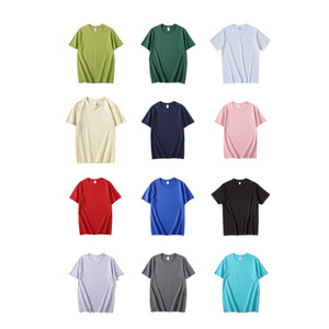 Alta calidad Multi colores 250g algodón pesado cuello redondo manga corta hombres parejas Color sólido impreso logo camiseta para hombres - Product Image 6