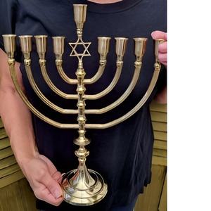 Vela de Chanukah ligera y fuerte chapada en plata hecha a mano Menorah se adapta a velas estándar de Hanukah hechas a mano - Product Image 3
