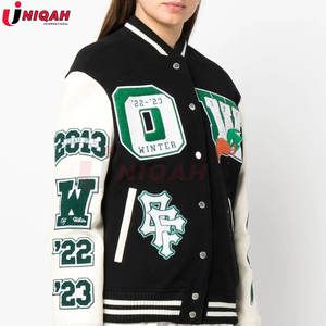 Chaquetas universitarias de invierno de lana de primera calidad personalizables para hombre al por mayor parches bordados transpirables cómodos de calle de gran tamaño - Product Image 4