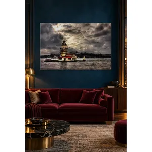 Impression sur toile de la Tour de la Jeune Fille sous des nuages sombres - Product Image 1