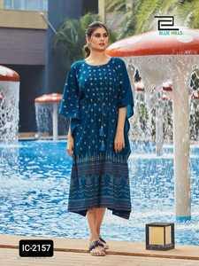 Kurti-vêtements ethniques indiens pour femmes, Style Kaftan, taille libre, pour dames, avec impression sur les deux faces, avec un véritable miroir - Product Image 3