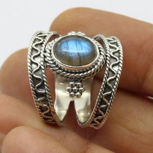 Bague en labradorite bleue naturelle, argent sterling 925, labradorite faite à la main, bijoux pour femmes, bague de mariage, cadeau pour elle - Product Image 4