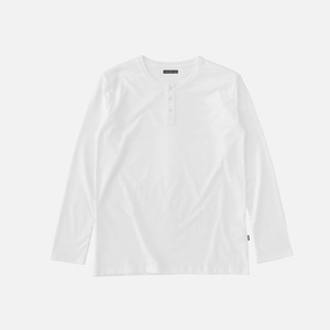 T-shirts Henley personnalisés pour hommes, chemises d'hiver à manches courtes/longues, à motif uni, mode décontractée, en coton, avec bouton de patte avant, approvisionnement ODM - Product Image 2