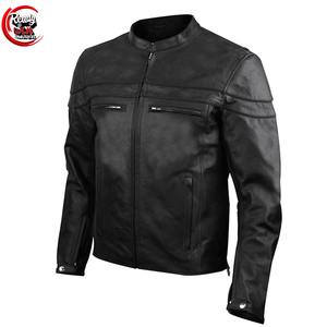 2025 nueva chaqueta de motocicleta de cuero de alta calidad para hombre, cuello levantado de moda personalizado desgastado con lona, nuevo diseño personalizable - Product Image 3
