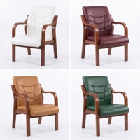 Fauteuil de Direction Ergonomique Traditionnel à Dossier Haut en Cuir PU, Accoudoirs Fixes, Pieds en Bois, Chaise de Bureau Confortable, Usage Commercial