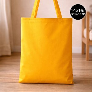 Yellow Gabardine Tote <b>Bag</b> 14x16 <b>Medium</b> Size Blank Reusable Cotton <b>Bag</b> for Foods Advertising Daily Use Gifts Heat Transfer - Product Image 2
