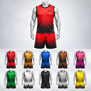Conjunto de Camisetas y Pantalones Cortos de Baloncesto Sublimados Personalizados en Rojo y Negro Sólido para Hombre, Secado Rápido, Transpirables, 100% Poliéster, Cintura Elástica, para Equipo - Product Image 5