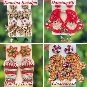 Golden Bow <b>Earrings</b> Handmade Seed Bead Embroidery Rhinestone Beaded Jewelry <b>Bridal</b> Wedding Party Statement Accessories Luxury - Product Image 5