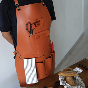 Delantal de Cuero Personalizado con Logotipo, Delantal de Barbero, Regalo Empresarial para Estilistas, Delantal con Bolsillo para Herramientas de Barbería - Product Image 1