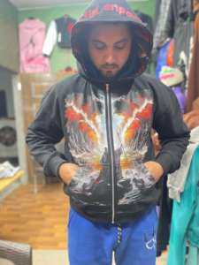 Sudadera con capucha para hombre de gran tamaño con logotipo personalizado Heavyweight 500 Gsm Puff Printing Distressed Digital Printing on Demand for Season Men - Product Image 2