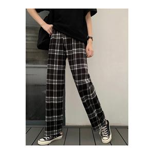 Y2K Harajuku nero bianco Unisex Plaid pigiama pantaloni della tuta comodi taglio Relax