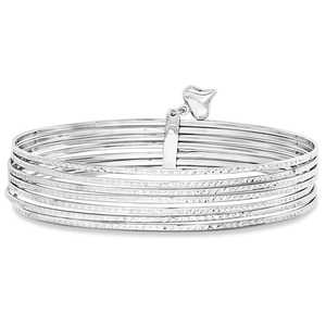 Juego de Joyería Fina de Oro Blanco de 14K, Pulseras de Siete Brazalete Ajustables con Corte de Diamante - Product Image 2