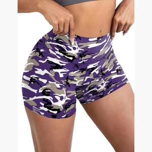 Shorts de yoga pour femmes en gros personnalisés, imprimé léopard, taille haute, sans couture, effet push-up, shorts de sport pour la salle de sport - Product Image 1
