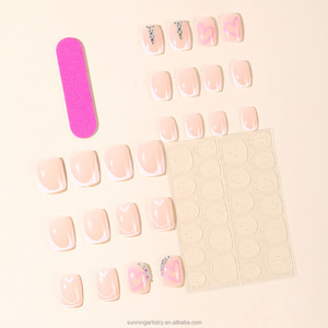 <span class=keywords><strong>Faux</strong></span> ongles faits <span class=keywords><strong>maison</strong></span> en gros pour la Saint-Valentin – Design minimaliste blanc avec cœur rose – Fournitures pour professionnels d'onglerie à presser - Product Image 2