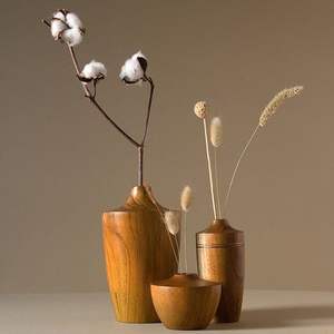 Vase de sol en bois artisanal de haute qualité pour fleurs fraîches, pot décoratif, centre de table pour la maison et le bureau, intérieur moderne - Product Image 2