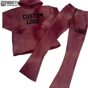 Streetwear Oem délavé à l'acide Logo personnalisé pour hommes 100% coton Survêtements en polaire lourde Sweat à capuche Pantalon de survêtement à la mode - Product Image 2