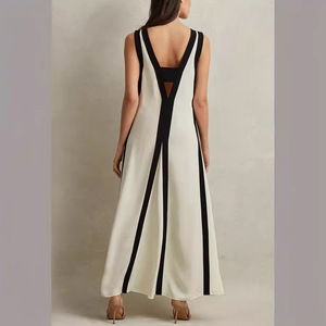 2025 nuevo vestido informal de bloqueo de Color con cuello en V Reversible Sexy europeo y americano vestidos elegantes para mujeres - Product Image 4